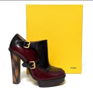 NIB FENDI Platform Monk Strap Leather Ankle Boots 37